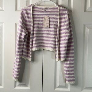 Willow & Wind Womens Crochet Soft Sweater Cropped Cardigan Size M